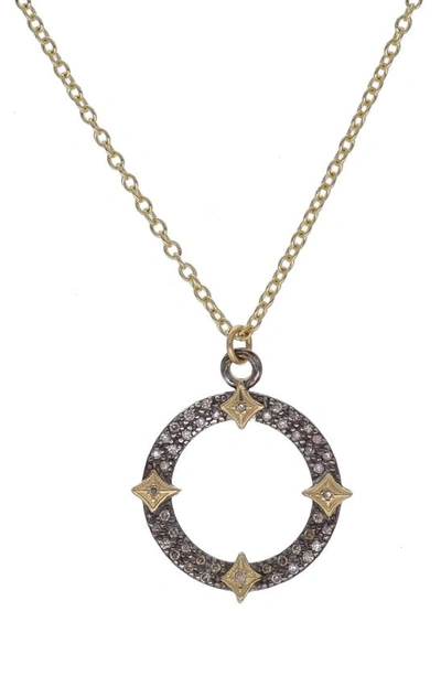 Shop Armenta Old World Champagne Diamond Open Pavé Circle Necklace In Silver