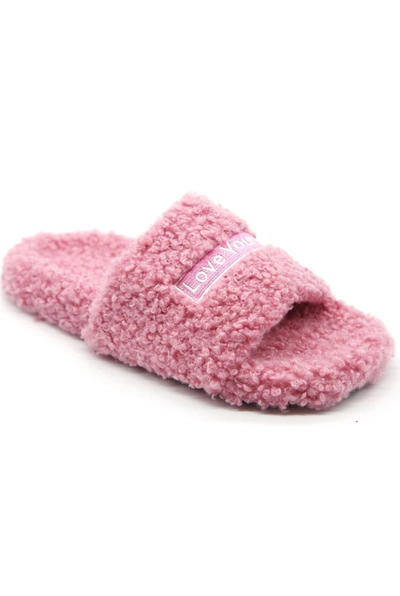 Oxygen Boutique Love Yourself Pink Slippers In Pink