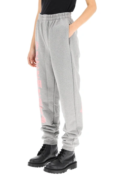 Shop Vetements Jogging Trousers With Anarchy Gothic Logo In Grey