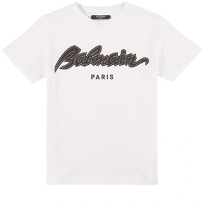 Shop Balmain White Logo T-shirt