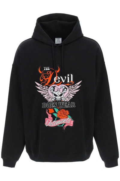Shop Vetements 'devil Wears ' Hoodie In Mixed Colours