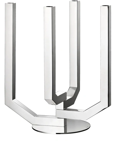 Shop Christofle Arborescence Four-lights Stainless Steel Candelabra In Silber