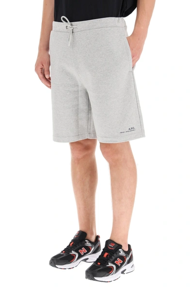 Shop A.p.c. Logo Print Shorts In Grey