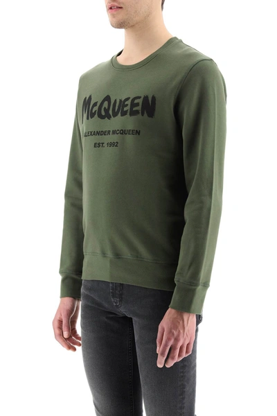 Shop Alexander Mcqueen Graffiti Logo Sweatshirt In Mixed Colours
