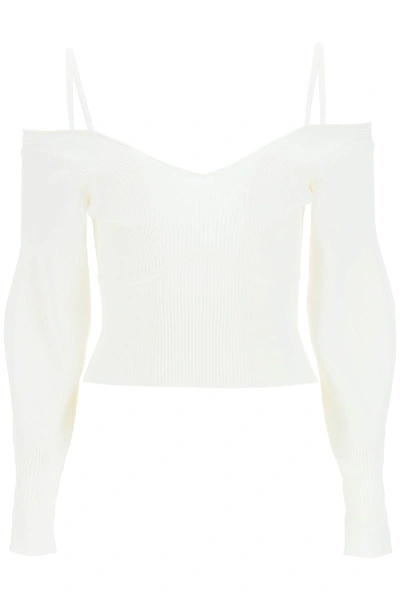 Shop Self-portrait Self Portrait Off-shoulder Cropped Top In White