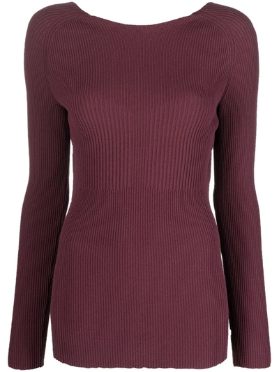 Shop Aeron Eliza Open-back Knitted Top In Rot