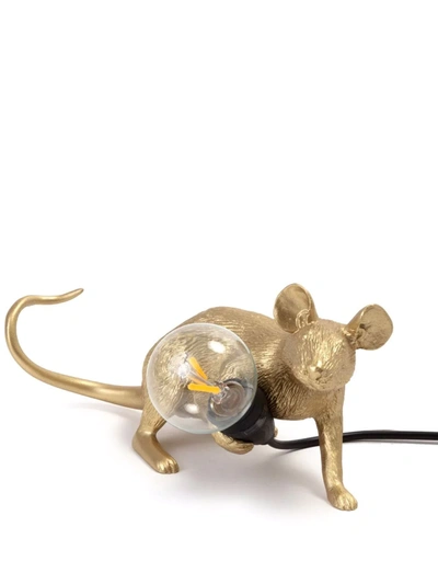 Shop Seletti Lying Down Mouse Lamp In Gold