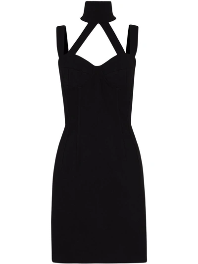 Shop Dolce & Gabbana Halterneck Sable Minidress In Schwarz