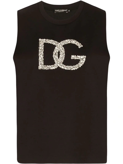Shop Dolce & Gabbana Interlock Logo-embellished Tank Top In Schwarz