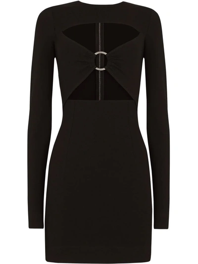 Shop Dolce & Gabbana Ring-detail Cut-out Minidress In Schwarz