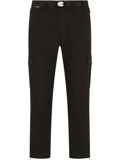 Shop Dolce & Gabbana Cropped Cargo Trousers In Schwarz