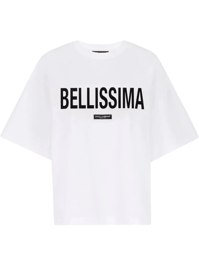 Shop Dolce & Gabbana Slogan Print T-shirt In Weiss