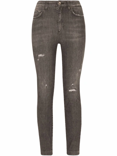Shop Dolce & Gabbana Audrey Distressed Skinny Jeans In Grau