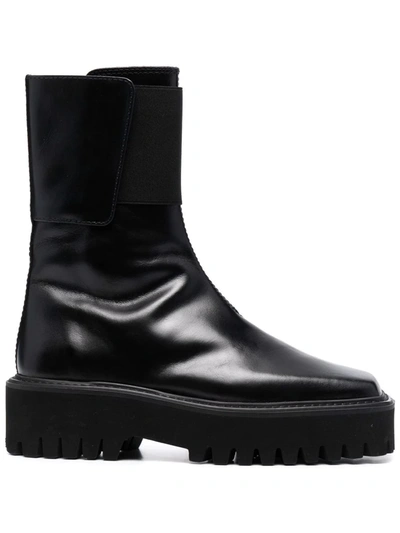 Shop Dorothee Schumacher Leather Square-toe Boots In Schwarz