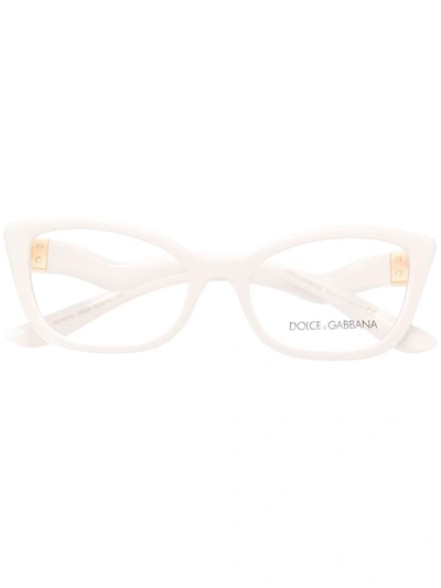 Shop Dolce & Gabbana Polished Oversize-frame Glasses In Weiss