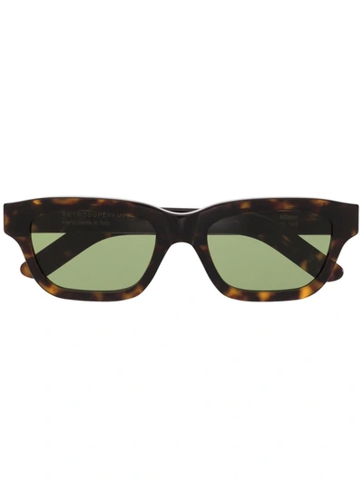 Shop Retrosuperfuture Tortoiseshell-effect Rectangle-frame Sunglasses In Braun