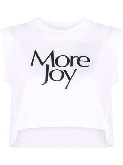 Shop More Joy Cropped T-shirt In Weiss
