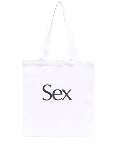 Shop More Joy Logo-print Tote Bag In Weiss