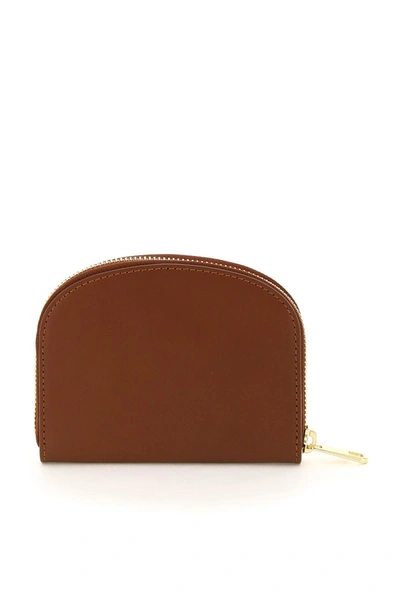 Shop A.p.c. Demi-lune Compact Wallet In Brown