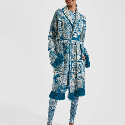 La Doublej Women's Fringed Cotton-blend Jacquard Cardigan In Ionic Petrolio  | ModeSens