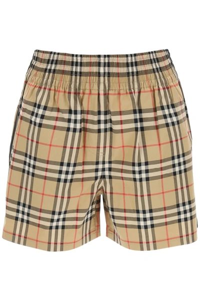 Shop Burberry Vintage Check Shorts In Beige,black