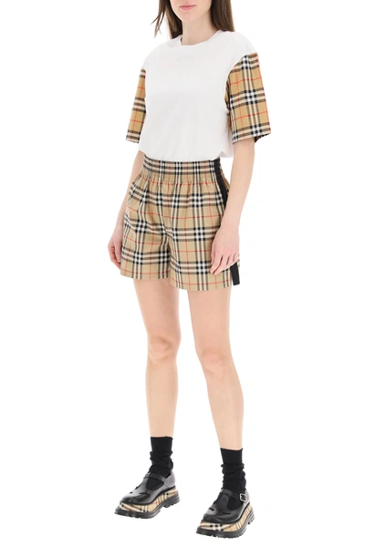 Shop Burberry Vintage Check Shorts In Beige,black