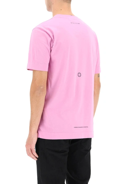 Shop Alyx Script Logo T-shirt In Pink,white