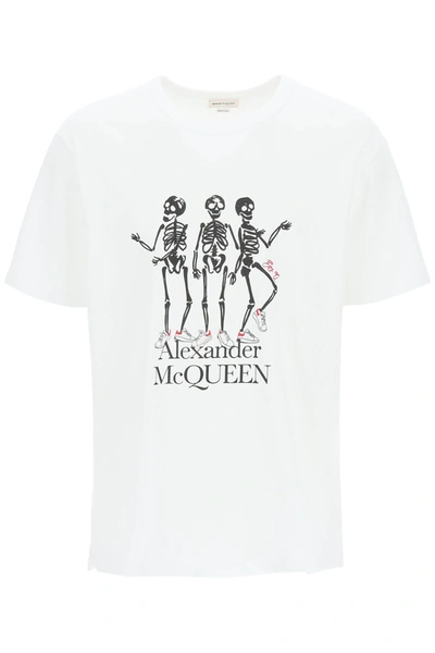 Shop Alexander Mcqueen Sneaker Skeleton T-shirt In White,black,red