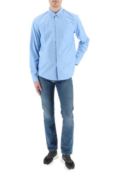 Shop Apc Cotton Poplin Richie Shirt In Light Blue