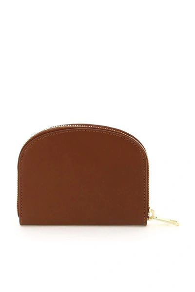 Shop Apc Demi-lune Compact Wallet In Brown