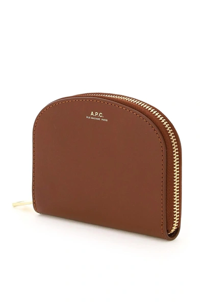 Shop Apc Demi-lune Compact Wallet In Brown