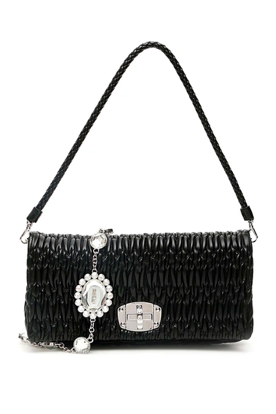 Shop Miu Miu Shoulder Bag Nappa Crystal In Black