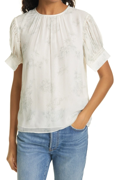 Shop Rebecca Taylor Toile Short Sleeve Blouse In Chantilly Combo