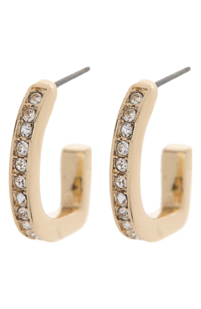 Shop Dkny Pave D-hoop Earrings In Gld/cry