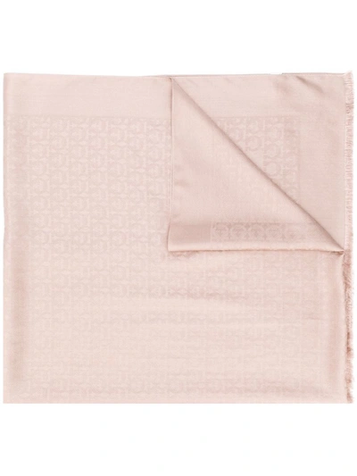 Shop Ferragamo Pink Gancini-print Frayed Scarf