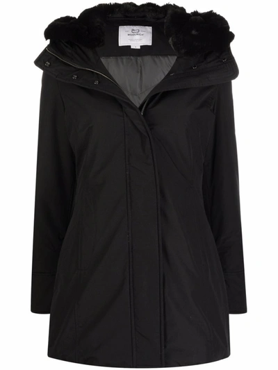 Shop Woolrich Black Fitted Hooded Parka
