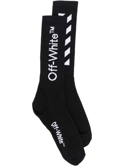Shop Off-white Black Diag-stripe Mid-length Socks