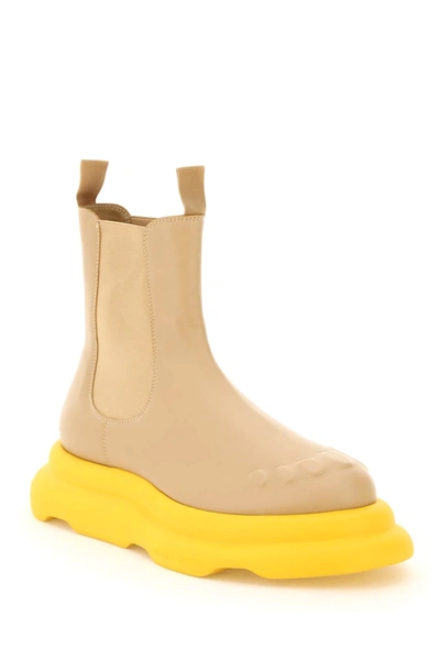 Shop A.w.a.k.e. Casual Ariana Chelsea Boots In Beige,yellow