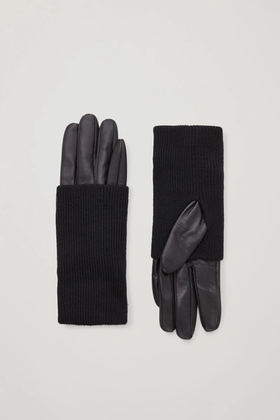 Shop Cos Layered Leather Gloves In Black