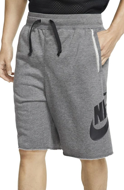 Shop Nike Sportswear Alumni Shorts In Charcoal Heathr