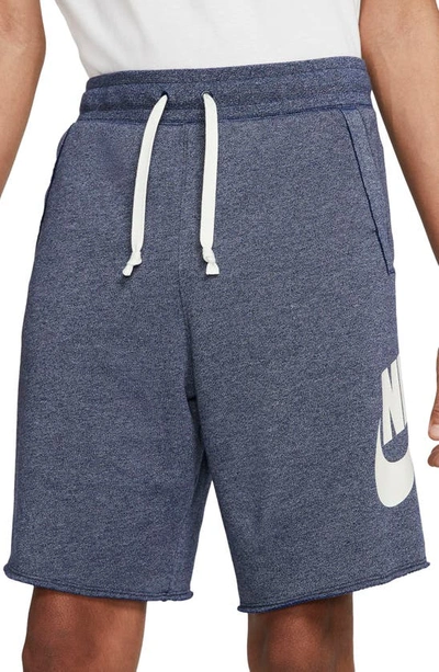 Shop Nike Sportswear Alumni Shorts In Blue Void/ Heather/ Sail