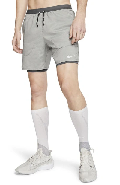 Shop Nike Flex Stride Performance Athletic Shorts In Iron Grey/ Iron Grey/ Silver
