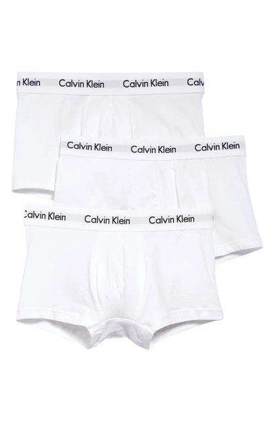 Shop Calvin Klein 3-pack Moisture Wicking Stretch Cotton Trunks In White
