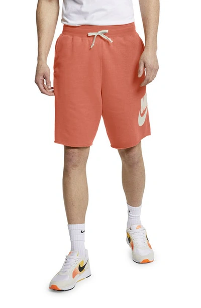 Shop Nike Sportswear Alumni Shorts In Turf Orange/heather/sail