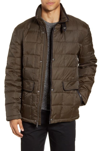Shop Cole Haan Box Quilted Jacket In Olive