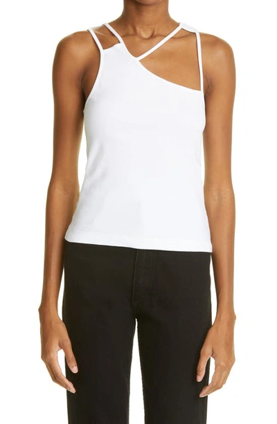K.ngsley Unisex Fist Geometric Cutout Ribbed Tank In White