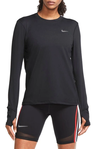 Shop Nike Element Dri-fit Running T-shirt In Black/ Reflective Silver