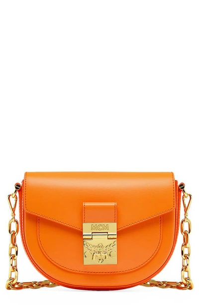 Shop Mcm Patricia Leather Crossbody Bag In Persimmon Orange