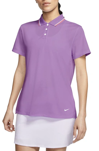 Shop Nike Dry Victory Polo In Violet Shock/ Mango/ White