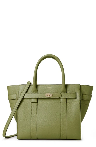 Shop Mulberry Small Zip Bayswater Classic Leather Tote In Summer Khaki